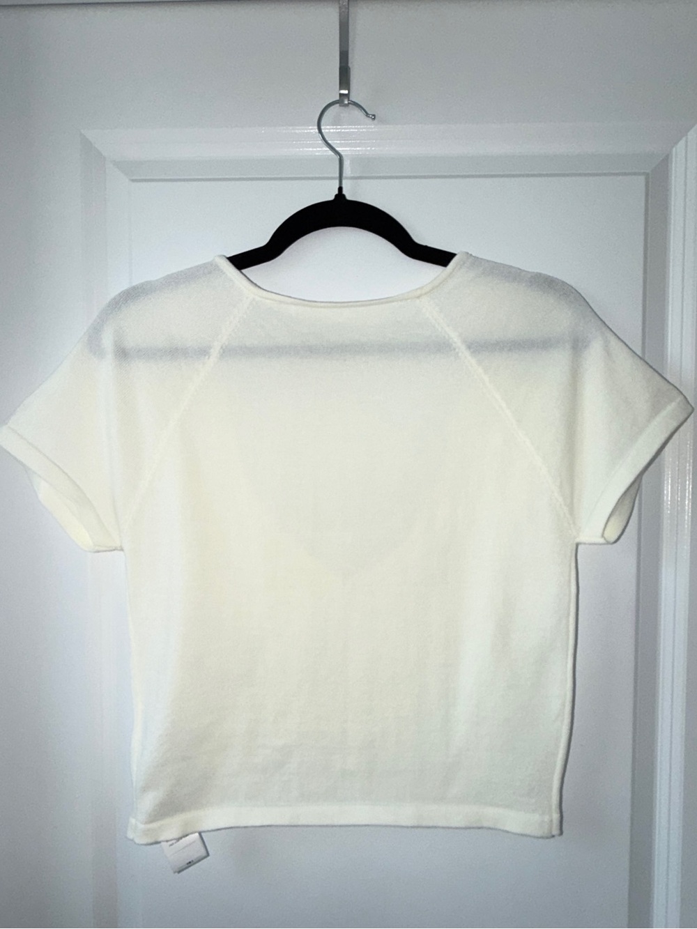 Aalina Cream Lace Crochet Crop Top Short Sleeve Size M